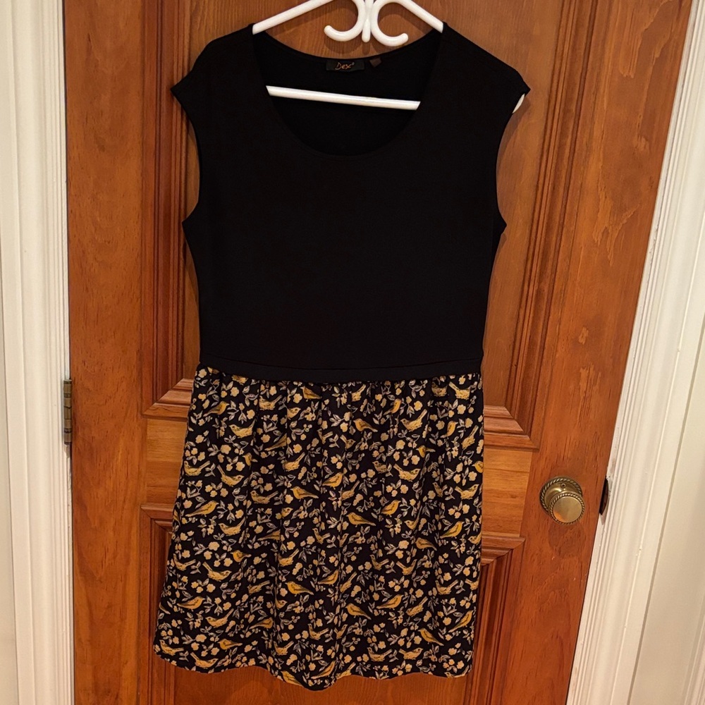 Dex Black and Gold Patterned Mini Dress